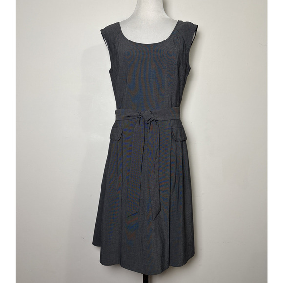 Calvin Klein Retro Gray Midi Dress Sz 8 Minimalist Career Corp Core Twee A-Line - Picture 1 of 6